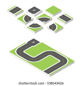 Isometric road. Vector illustration eps 10 isolated on white background.