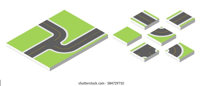 Isometric road. Vector illustration eps 10 isolated on white background