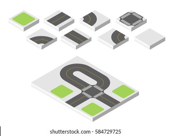Isometric road. Vector illustration eps 10 isolated on white background
