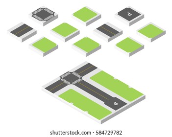 Isometric road. Vector illustration eps 10 isolated on white background