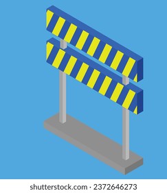 isometric roadblock test vector design illustration