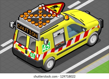 Isometric Roadside Assistance Rescue Van. 