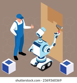 victorioso de prueba de asistente de robot isométrico