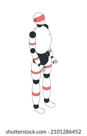 Isometric robot futuristic android icon on white background 3d vector illustration