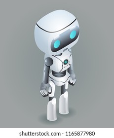 Isometric robot innovation technology science fiction future design vector illustration