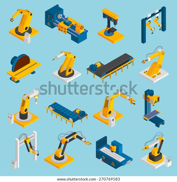 Isometric Robot Machinery Remote Mechanical Operators Stock Vector ...