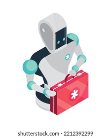 isometric robot tech medical isolated icon