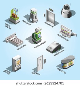 isometric robotized hotels friendly modern computer smart cyborg android artificial intelligence