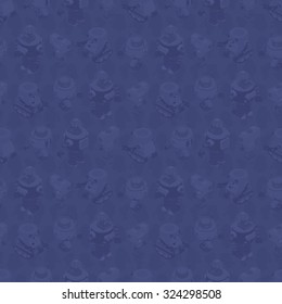 Isometric robots seamless pattern against the dark-blue background. The layout is fully editable