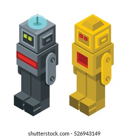 Isometric Robots Vector Illustration Elements Isometric Stock Vector ...