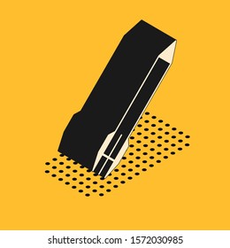 Isometric Rocket icon isolated on yellow background.  Vector Illustration