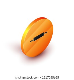 Isometric Rolling pin icon isolated on white background. Orange circle button. Vector Illustration
