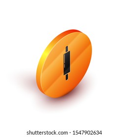Isometric Rolling pin icon isolated on white background. Orange circle button. Vector Illustration