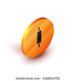 Isometric Rolling pin icon isolated on white background. Orange circle button. Vector Illustration