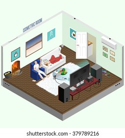 Isometric room with people