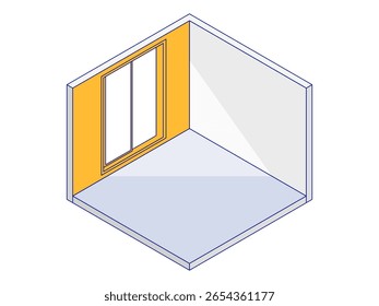 Isometric room with window vector for architechture, real estate, and home interior design projects