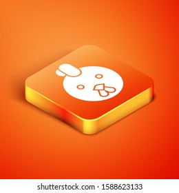 Isometric Rooster zodiac sign icon isolated on orange background. Astrological horoscope collection.  Vector Illustration