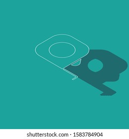 Isometric Roulette construction icon isolated on green background. Tape measure symbol.  Vector Illustration