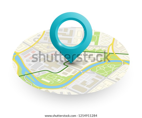 Isometric round city map navigation, point marker
background, vector isometry circle schema, simple city plan GPS
navigation, final destination arrow paper city map. Route delivery
check point graphic