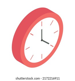 isometric round clock icon isolated