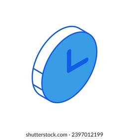 Isometric round shape icon in outline. Modern flat vector Illustration. Round shape clock symbol. Social media marketing icon.