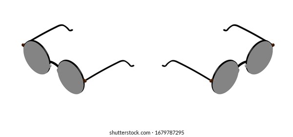 isometric round sunglasses with tinted glasses. Isolated vector on white background