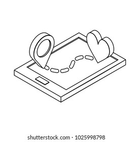 Isometric route to heart simple icon concept vector illustration