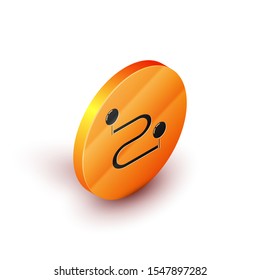 Isometric Route location icon isolated on white background. Map pointer sign. Concept of path or road. GPS navigator. Orange circle button. Vector Illustration
