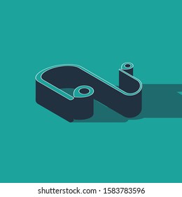 Isometric Route location icon isolated on green background. Map pointer sign. Concept of path or road. GPS navigator.  Vector Illustration