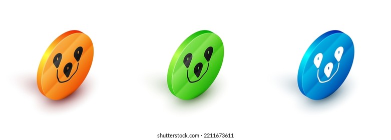 Isometric Route location icon isolated on white background. Map pointer sign. Concept of path or road. GPS navigator. Circle button. Vector