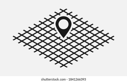 Isometric route location vector icon isolated on white background.