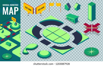 Isometric route map elements