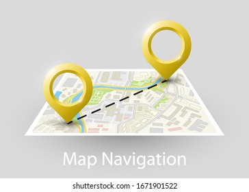 Isometric Route square map banner. Fast logistic 3d transport itinerary, application isometry city infographic vehicle