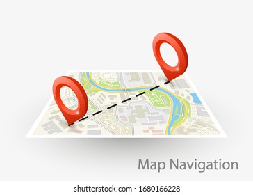 Isometric Route square map banner. Fast logistic 3d transport itinerary, application isometry city infographic vehicle