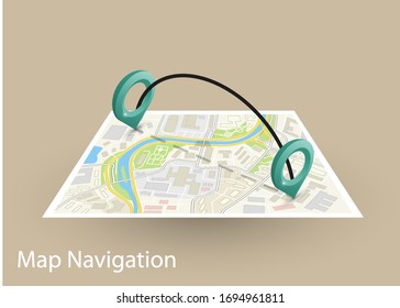 Isometric Route square map banner. Fast logistic 3d transport itinerary, application isometry city infographic vehicle