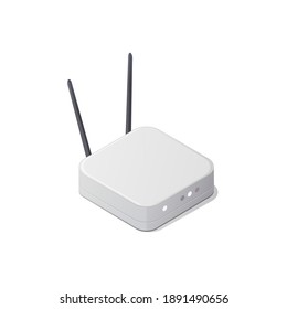Isometric Router Device on white background. Wireless internet. Vector illustration.