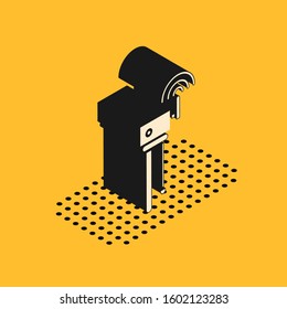 Isometric Router and wi-fi signal symbol icon isolated on yellow background. Wireless ethernet modem router. Computer technology internet.  Vector Illustration