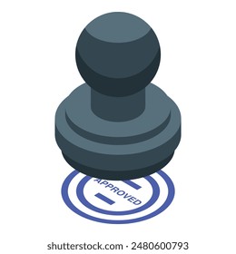 Isometric rubber stamp icon for official document approval, certification and validation in a modern, professional and geometric vector illustration