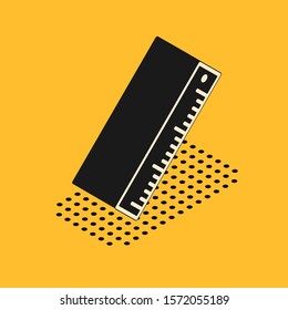 Isometric Ruler icon isolated on yellow background. Straightedge symbol.  Vector Illustration