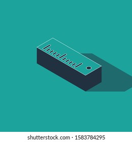 Isometric Ruler icon isolated on green background. Straightedge symbol.  Vector Illustration