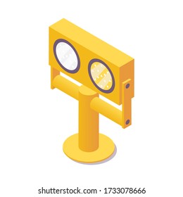 Isometric runway guard lights.  3d airport security system element.