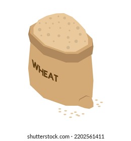 Isometric sack of wheat on white background 3d vector illustration