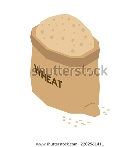 Isometric sack of wheat on white background 3d vector illustration