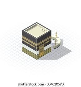 Isometric The Sacred Mosque in The Holy City of Mecca Vector Illustration