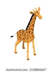 Composición de safari isométrica con imagen aislada de jirafa animal salvaje sobre fondo en blanco ilustración vectorial