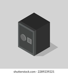 Caja fuerte isométrica en el fondo
