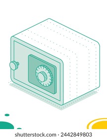 Seguridad isométrica. Objeto de contorno aislado sobre fondo blanco. Ilustración vectorial. Icono de seguridad.