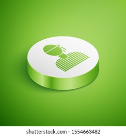 Isometric Sailor captain icon isolated on green background. White circle button. Vector Illustration