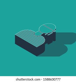 Isometric Sailor captain icon isolated on green background.  Vector Illustration