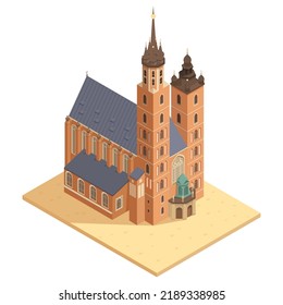 isometrische Heilige Maria-Basilika in krakow, Vektorgrafik